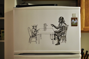 Creative paintings on door of the refridgerator