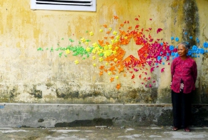 She Makes Beautiful Street Art From Thousands Of Origami Creations