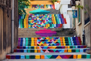 Beautiful examples of colorful and artistic looking city steps