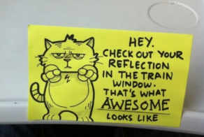 Sweet Motivational Post It Notes to Inspire Train Commuters