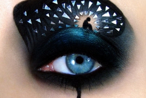 Tal Peleg creates the designs using liquid eyeliner and eyeshadow