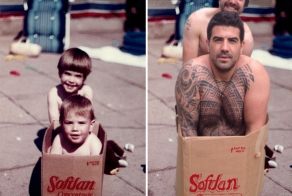 Brothers Recreated Childhood Photos For Parents’ Wedding Anniversary