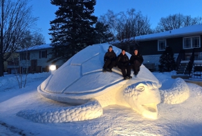 Every Year, These 3 Brothers Make A Giant Snow Sculpture