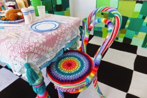 This Eclectic Kitchen is Completely Knitted and Crocheted Out of Yarn