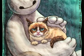 I Draw Famous Robots With Celebrity Cats On My Sons‘ Lunchbox Napkins