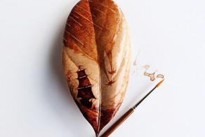 Coffee Leaf Paintings Created With Morning Coffee Leftovers