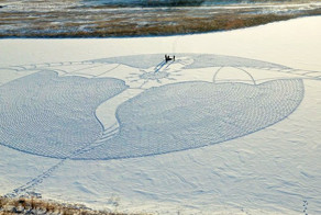 Artist Walks All Day In Siberia To Create Giant Snow Dragon Mural
