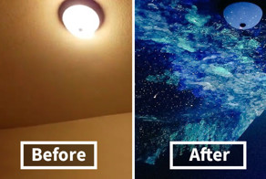 Woman Creates Glow-In-The-Dark Galaxy Painting For Boy Who Couldn’t Fall Asleep, Here’s His Reaction