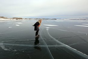 76 y.o. “Babushka of Baikal” Lives Alone In Siberia And Skates Across Baikal Every Day
