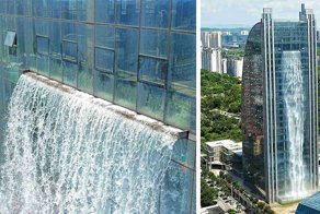 Chinese Build Unbelievable 350ft Waterfall On A Skyscraper
