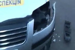 Водитель автобуса протаранил машину полиции