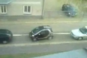 Женщина паркуется на Смарте