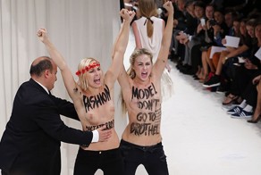 Полуголые активистки FEMEN сорвали модный показ Nina Ricci