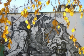 Портрет граффити в интерьере