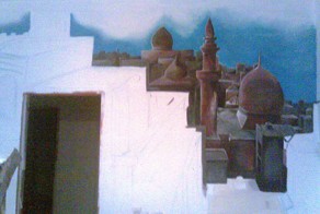 рисунок на стенах в комнате.