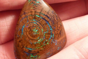 Редчайший опал в окаменелом куске дерева