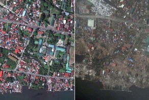 Город Талкобан до и после тайфуна «Хайян»