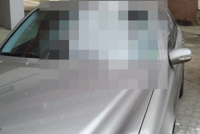 В Минске обили краской  припаркованный на тротуаре автомобиль