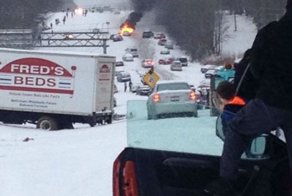 В Северной Каролине выпало 6 сантиметров снега...