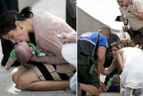 Спасение грудного ребенка на дороге