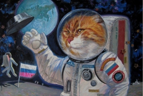 Храбрые коты от русского художника