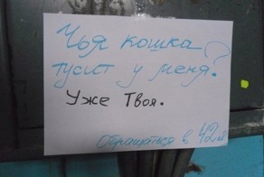 Объявление в подъезде 