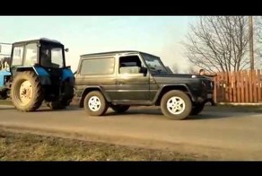 Трактор МТЗ 82 Беларус против джип Мерседес