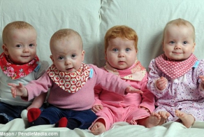 Уникальным сестрам-четверняшкам исполнился годик