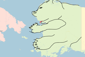 кажется что Аляска напоминает Медведя который тянется к своим...