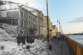 Блокадный Ленинград и современный Санкт-Петербург в одной фотографии