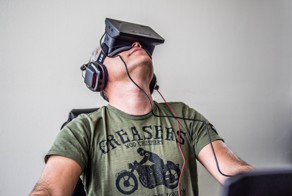 Ржач, прикол 2014 тест 3D очков Oculus Rift 3d helmet test (3D шлем) j