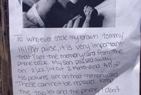 Отчаявшаяся женщина попросила вора вернуть фотографии умершего сына из украденной сумочки