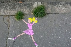 3Д рекламка на асфальте