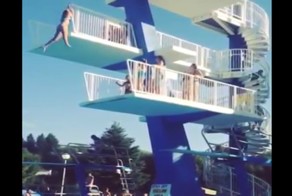 Неудачный прыжок с вышки бассейна