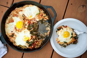 Рецепт. Яичница с сыром и капустой