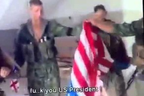 Русские солдаты сожгли флаг США