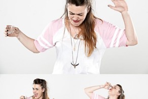 Смешные сморщенные лица людей, после выпитого ими крепкого алкоголя