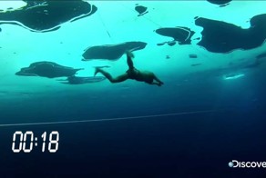 Парень проплыл 76,2 метра под метровым слоем льда и установил мировой 