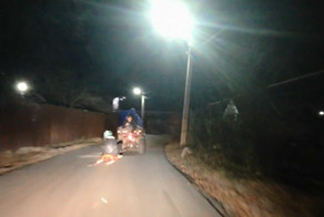 На санках за квадроциклом