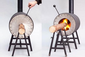 Необычная печь, которая топится цельным куском бревна