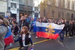 Сербия:  Митинг в поддержку Новороссии и за воссоединение с Россией.