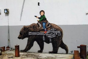Граффити, идеально вписывающееся в городской пейзаж