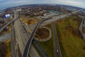 Cтроительства новых развязок на МКАД с воздуха