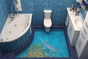 15 идей неповторимых 3D полов для ванной комнаты