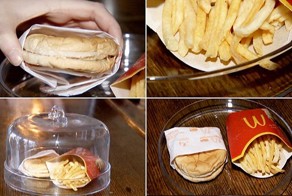Шестилетний бургер и картофель фри из McDonald's