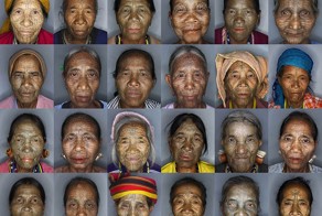 Татуированные лица женщин народности Чин из Бирмы