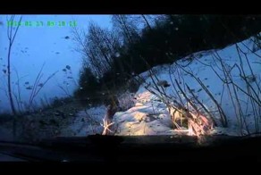 Из за фуры улетел в кювет