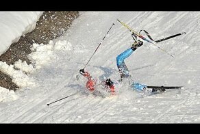 Самое жуткое падение в лыжном спорте!