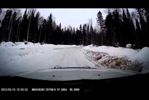 Лесовоз из-за поворота