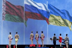 Тройка призеров чемпионата Европы по художественной гимнастике